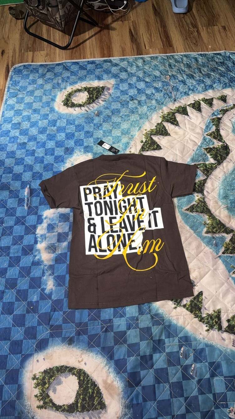Men Pray Tonight Graphic T-Shirt Brown